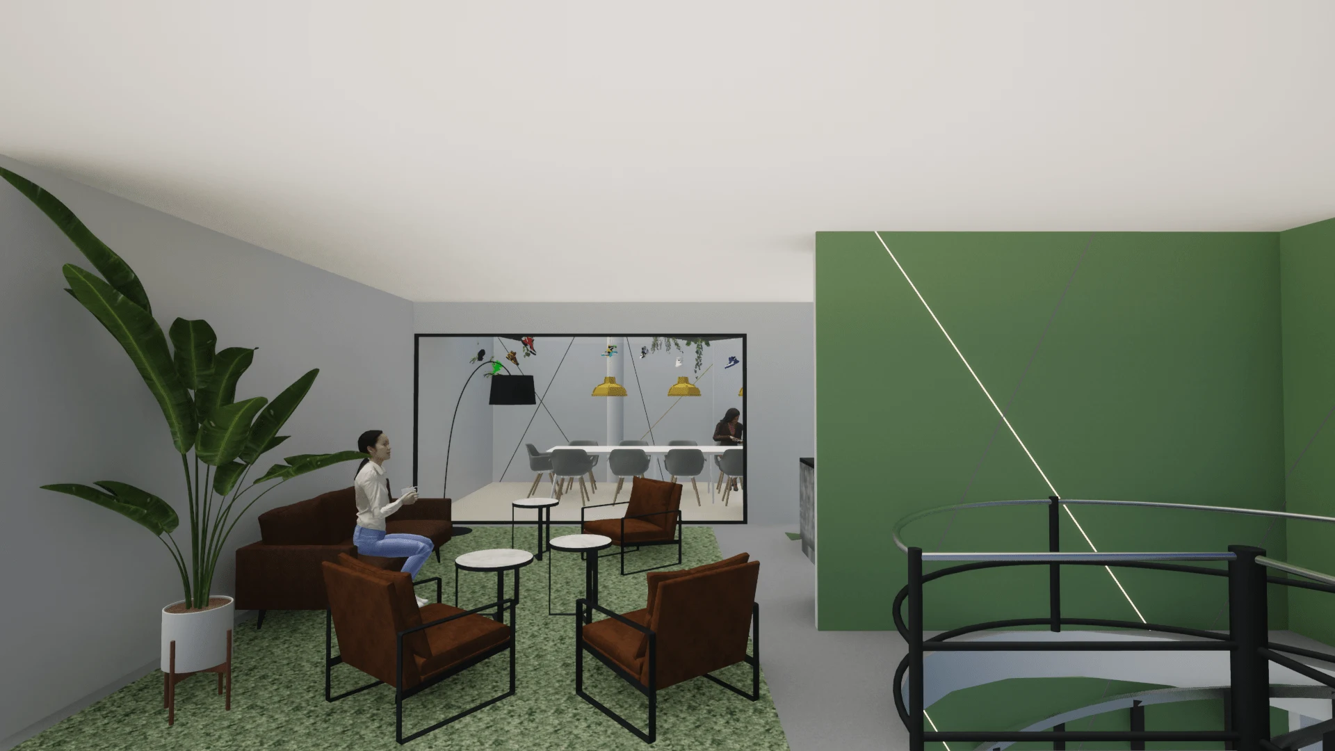 Sneakerplatform 3dvisualisatie entree vergaderruimtes