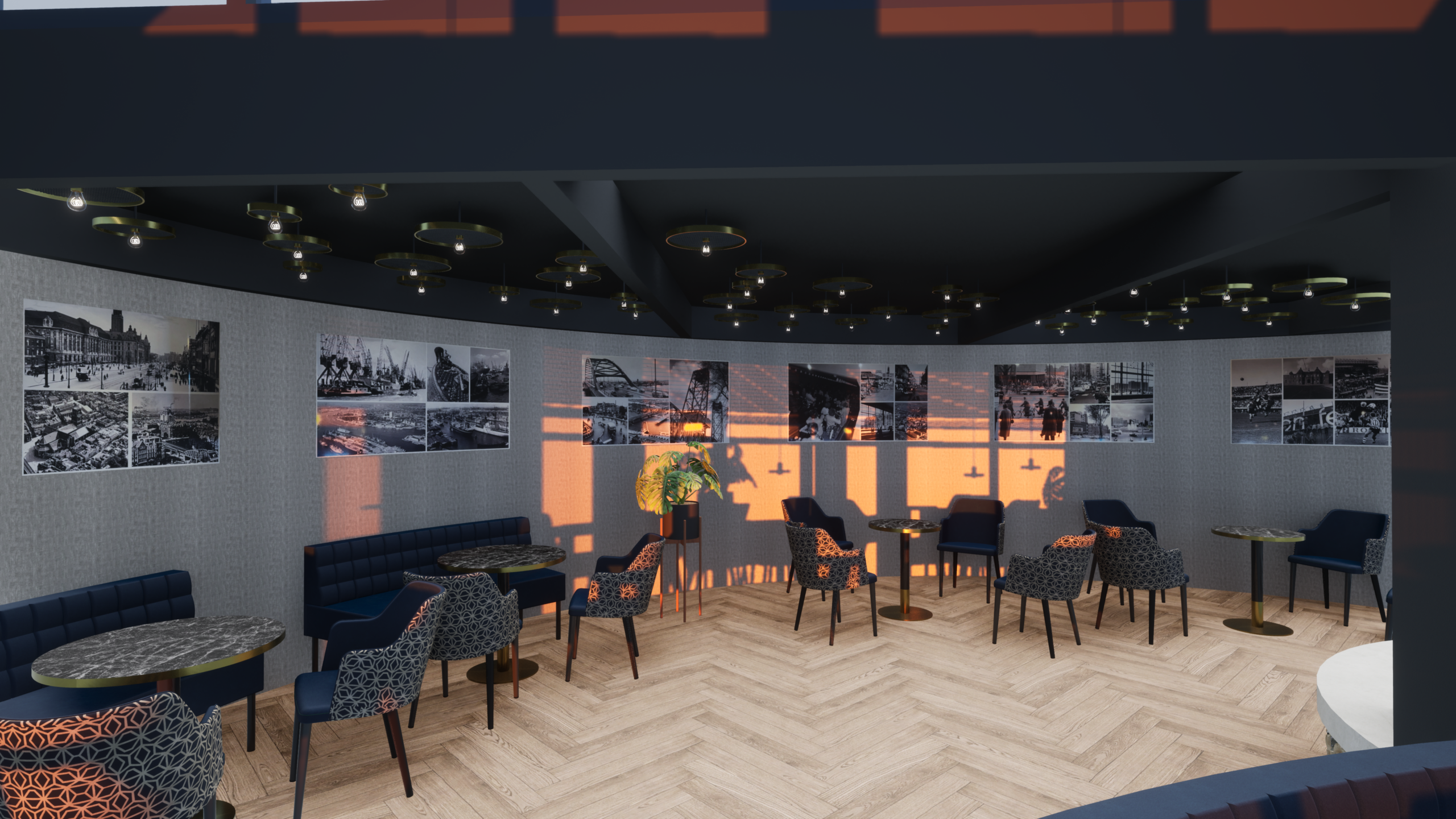 De Hooge Rotterdamsche interieurontwerp restaurant verlichting openhaard schilderijen