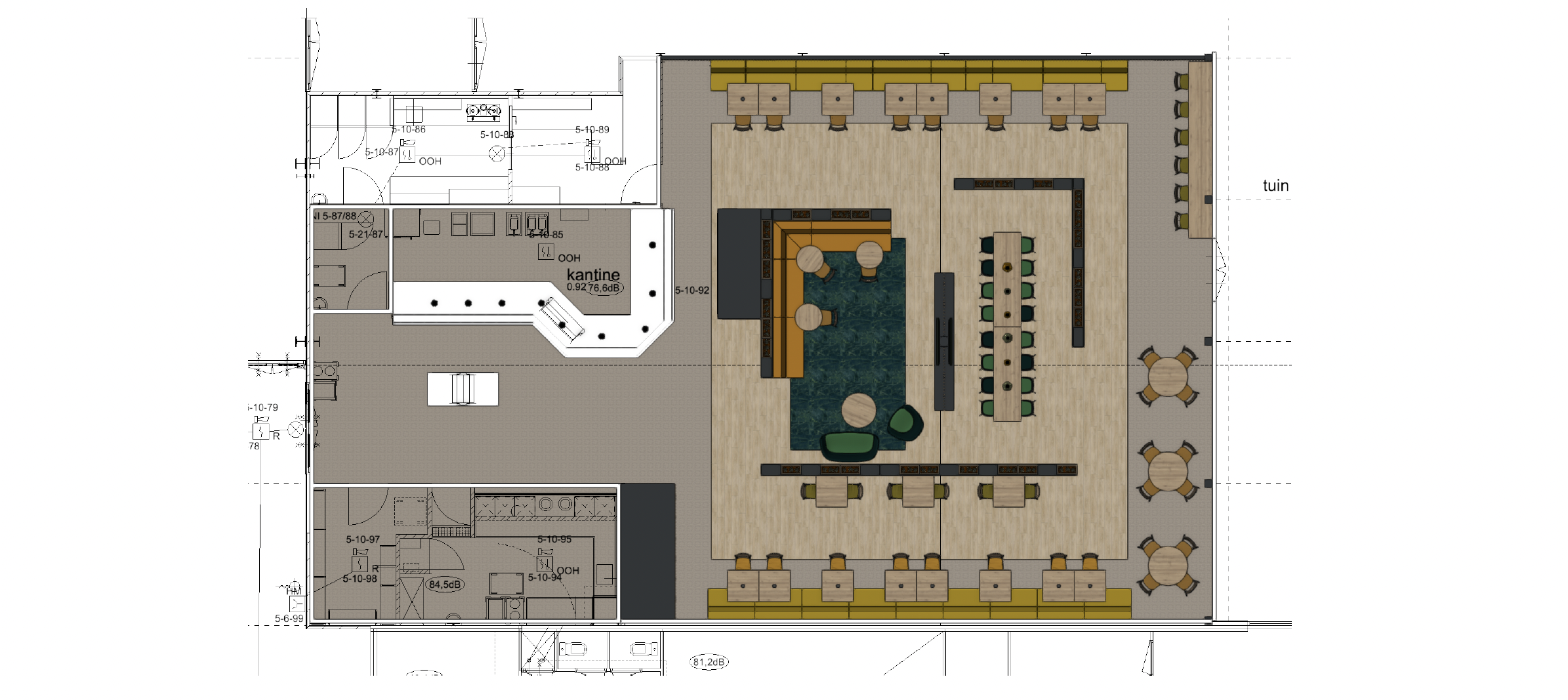 Thales interieurontwerp restaurant plattegrond